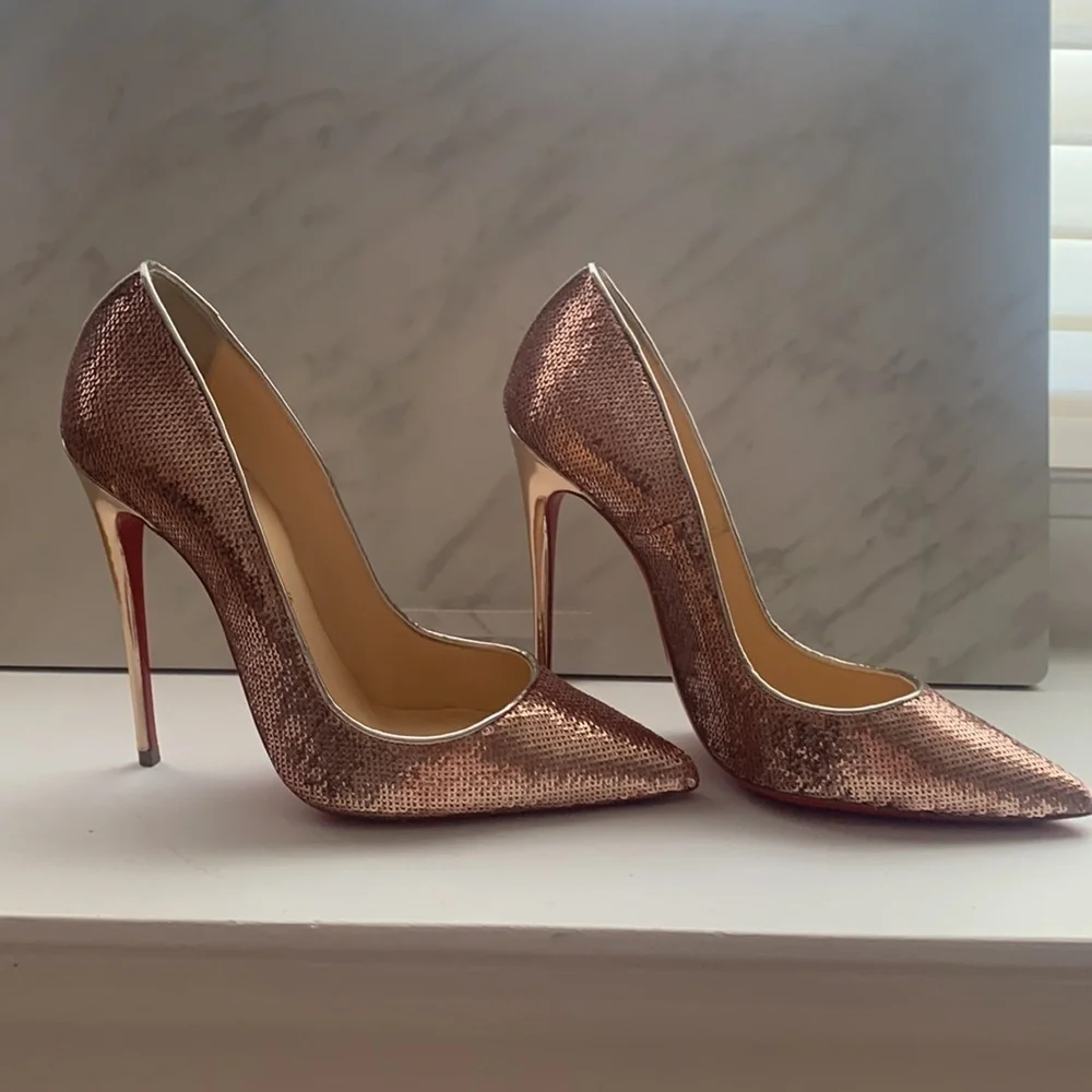 So Kate 120 Christian Louboutin sequins metallic rose gold - Picture 6 of 10